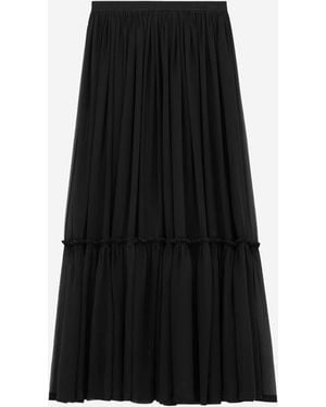 Saint Laurent Falda Maxi Volantes - Negro