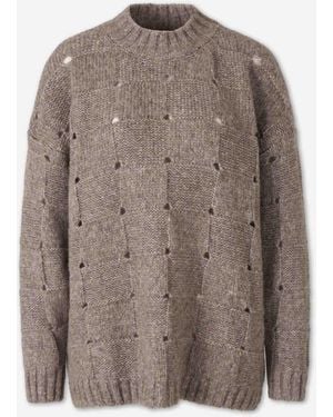 ELY ELY Plaid Crew Neck Jumper - Brown