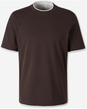 Brunello Cucinelli Layered Short Sleeve T-Shirt - Brown