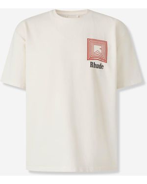 Rhude T-Shirt Chevron Logo Repeat - Blanc