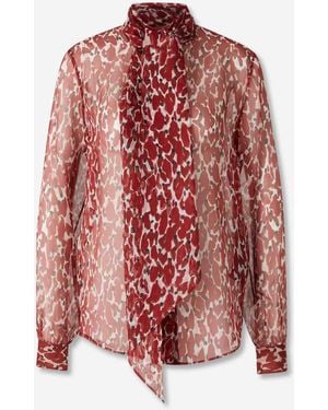Saint Laurent Chemise Soie Imprimée - Rouge