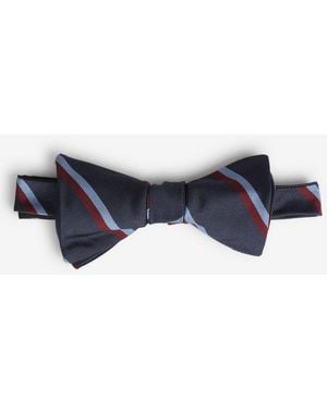 Petronius Striped Silk Bow Tie - Blue