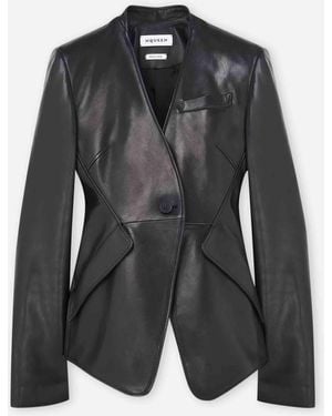 McQueen Fitted Leather Jacket - Black