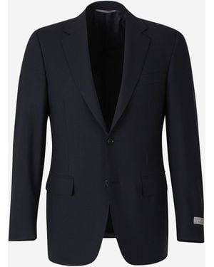 Canali Straight Wool Blazer Midnight - Blue