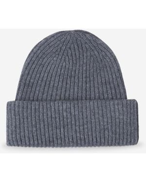 Fedeli Cashmere Knitted Hat Stone - Blue