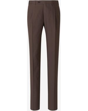 Canali Pantaloni Di Lana Formali - Marrone