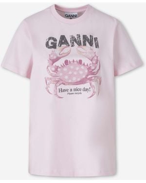 Ganni Short Sleeve Crab T-Shirt - Pink