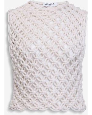Alaïa Handgeknüpftes Top - Weiß