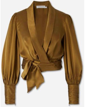 Zimmermann Silk Wrap Blouse - Natural