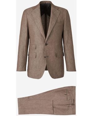 Santa Eulalia Plain Linen Suit - Brown