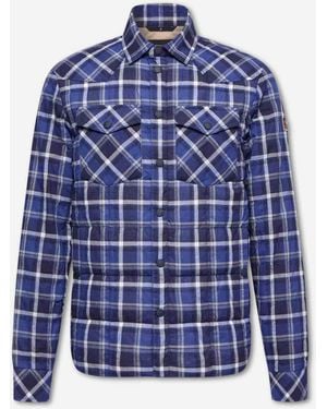 Moncler Quilted Plaid Overshirt - Blue