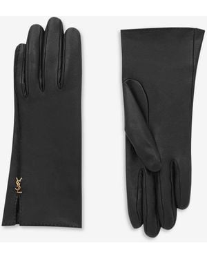 Saint Laurent Cassandre-Lederhandschuhe - Schwarz