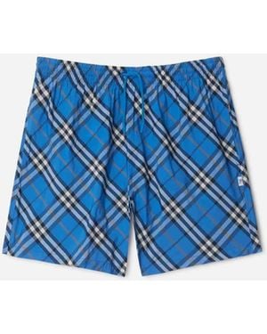 Burberry Costume Corto A Quadri - Blu