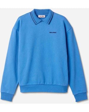 Miu Miu Shirt Collar Sweatshirt - Blue