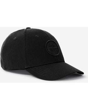 Stone Island Baseballkappe Aus Baumwolle - Schwarz