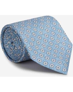 Santa Eulalia Floral Print Silk Tie - Blue