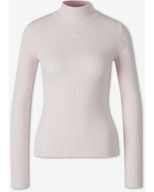 Courreges Ribbed Jersey Logo - White