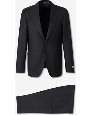Canali Gerader Wollanzug - Blau