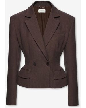 Magda Butrym Fitted Linen Blazer - Brown