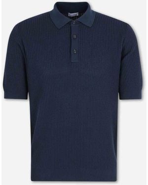 Santa Eulalia Ribbed Knit Polo Shirt - Blue