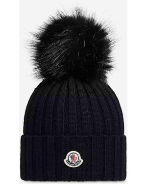 Moncler Cappello Di Lana Con Pon-Pon - Blu