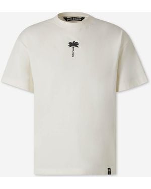 Palm Angels Short Sleeve T-Shirt Palm Tree - White