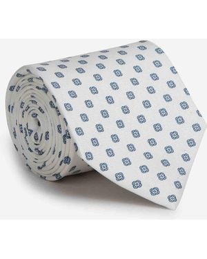Santa Eulalia Floral Print Silk Tie - White