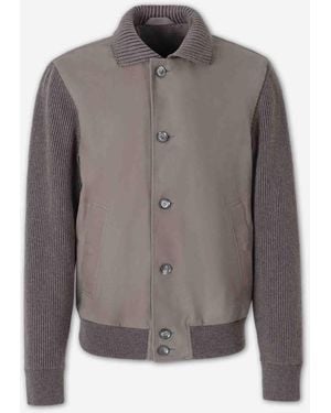 Brioni Stricklederjacke - Grau