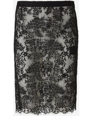 Saint Laurent Falda Midi Seda - Negro