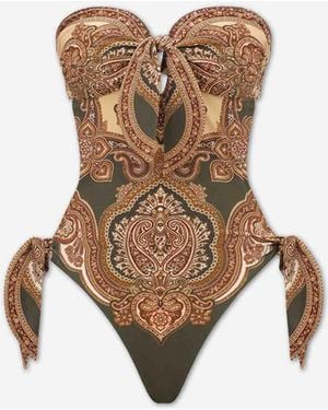 Zimmermann Swimsuit With Bow Print - Natural