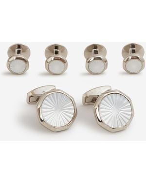 Tateossian Gemelli Sunburst - Bianco