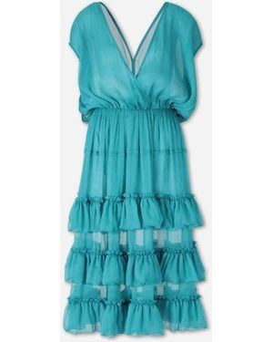 Dries Van Noten Ruffled Midi Dress - Blue