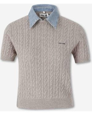 Miu Miu Polo Neck Jumper - Grey