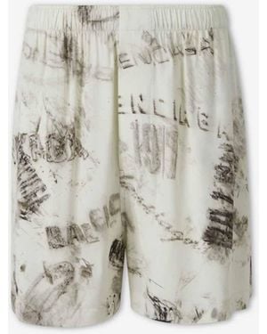 Balenciaga Graphite Wide Leg Shorts - White