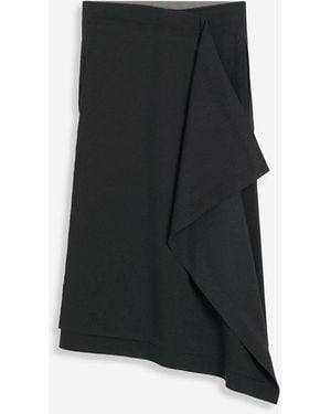 Ami Paris Asymmetric Wool Skirt - Black