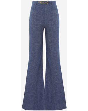 Zimmermann Pantaloni Chambray Eden - Blu