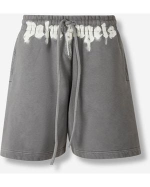 Palm Angels Bermudas Con Cordones Y Logo Estampado - Grau