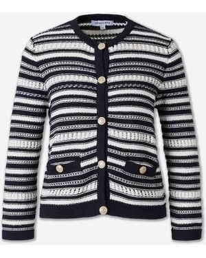 Veronica Beard Bellingham Openwork Cardigan - Blue