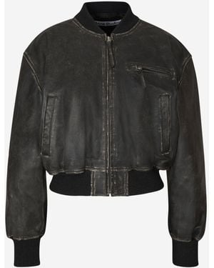 Acne Studios Distressed-Effect Leather Jacket - Black