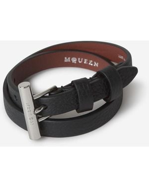 McQueen Leather Logo Bracelet - Green