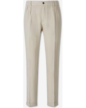Santa Eulalia Straight Linen Trousers - Natural