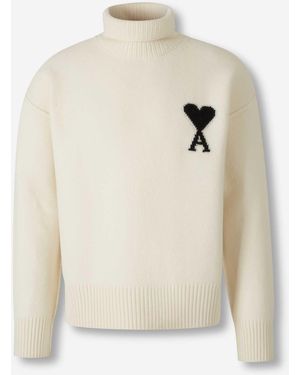 Ami Paris Maglione Collo Alto - Bianco