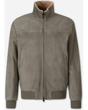 Canali Padded Suede Jacket - Grey