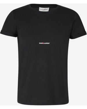 Saint Laurent T-Shirt En Coton À Logo - Noir