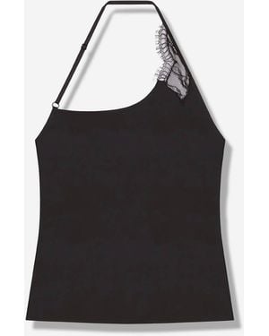 Courreges Asymmetrisches Oberteil Spitze - Schwarz