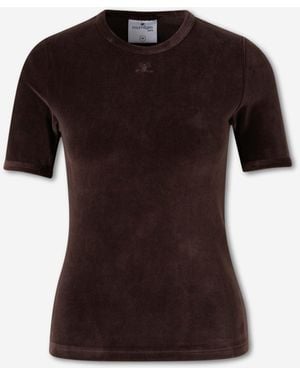 Courreges Velvet Logo T-Shirt - Red