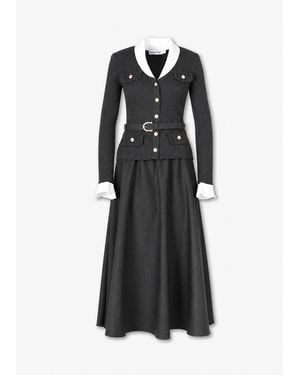 Self-Portrait Vestido Midi Punto - Negro