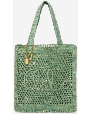 Chloé Sac Fourre-Tout Summer Banana En Raphia - Vert