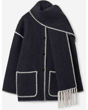 TOTEME Short Coat With Integrated Scarf - Blue