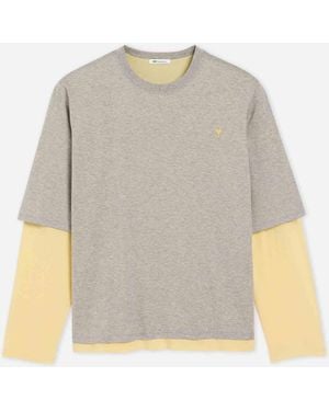 Ami Paris Double Sleeve T-Shirt - White